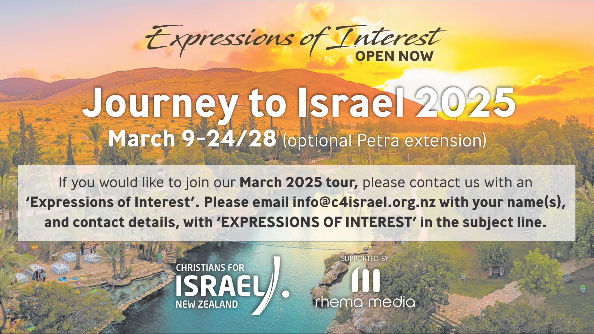 March 2025 Tour—Expressions of Interest Open Now Christians for